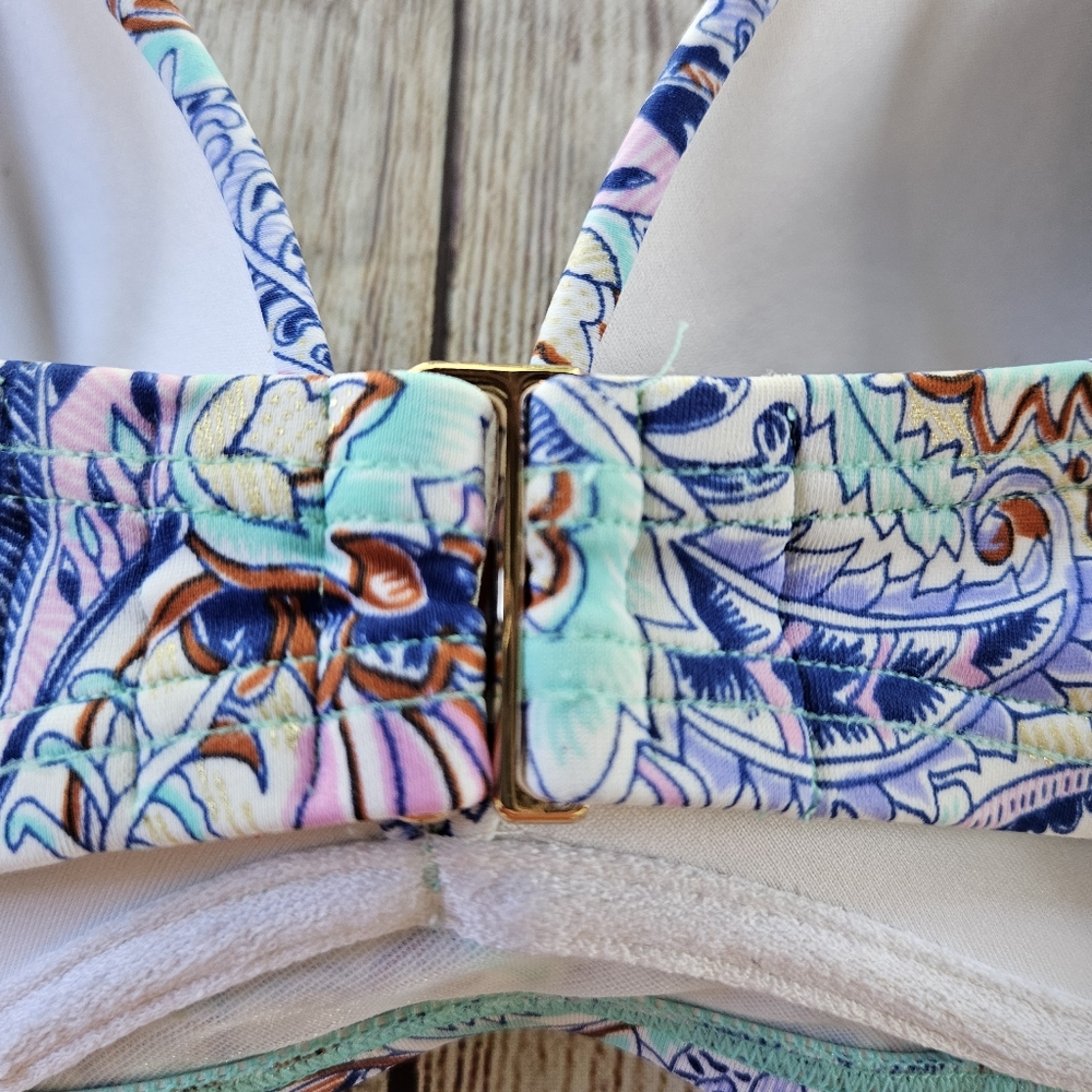 Victoria's Secret Paisley The Angel Convertible Ruched Biniki Top 36D - Picture 6 of 10